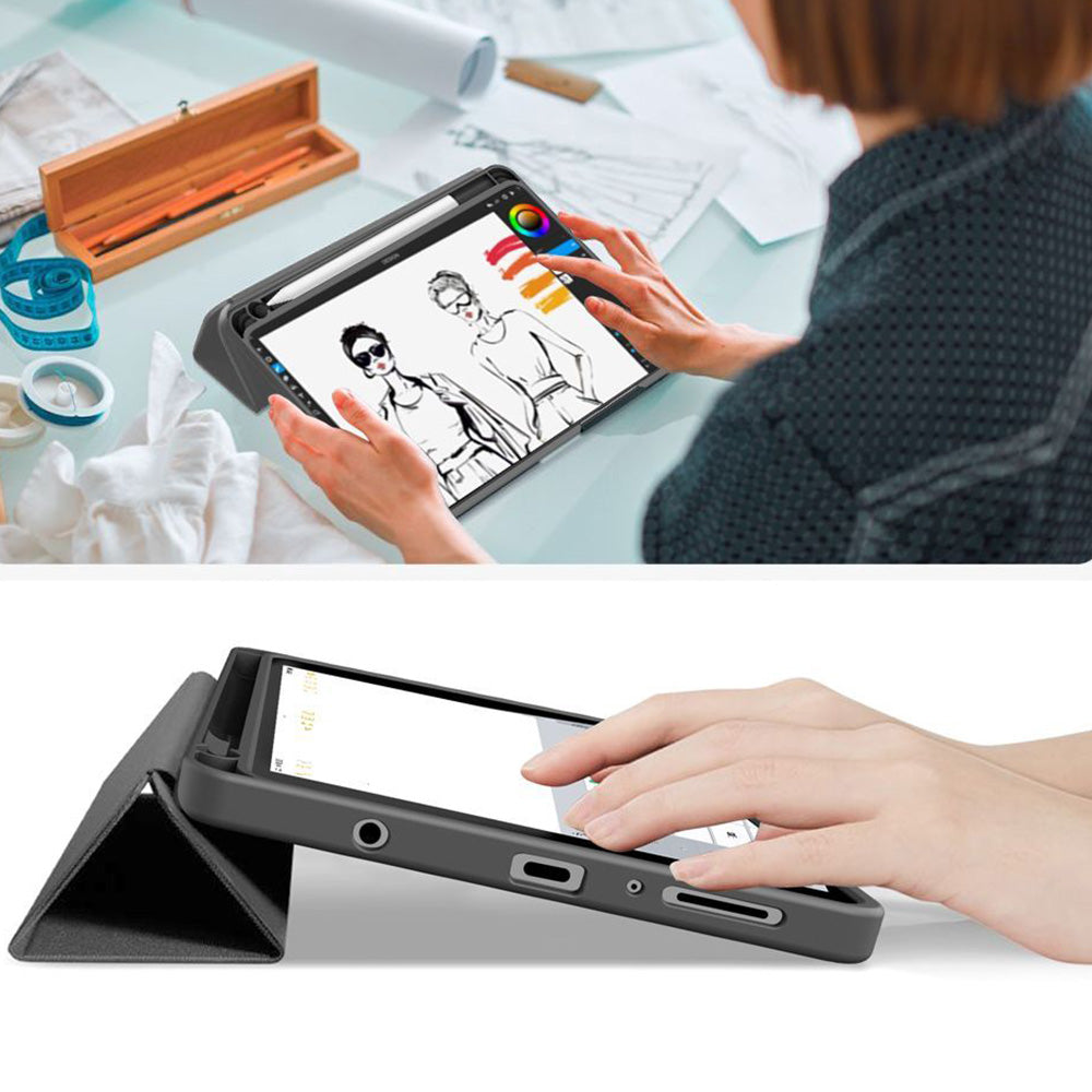 Schutzhülle für Galaxy Tab A11 / Tab A9, Tech-Protect SC Pen Canvas, Schwarz-Grau