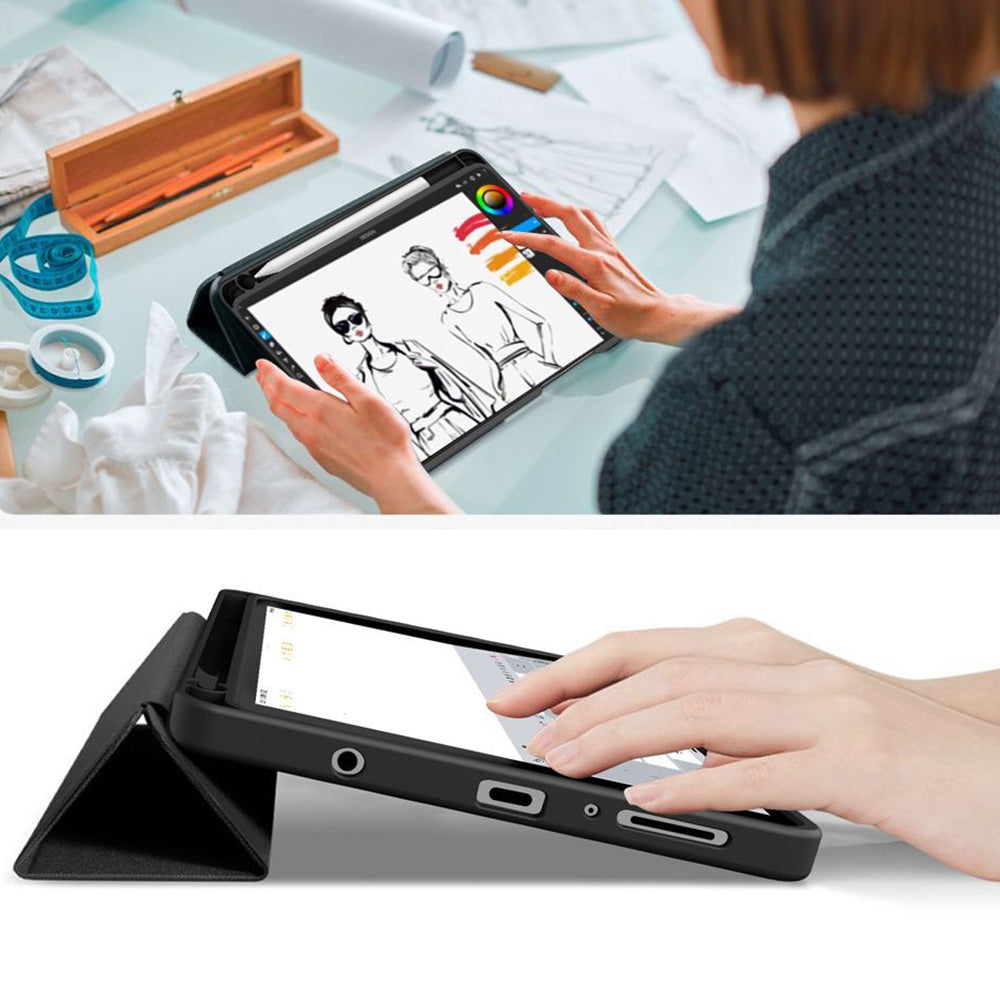 Schutzhülle mit Klappe für Galaxy Tab A11 / Tab A9, Tech-Protect SC Pen, Schwarz
