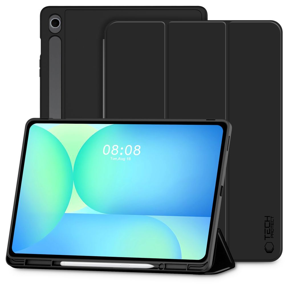 Schutzhülle mit Klappe für Galaxy Tab S10 FE Plus, Tech-Protect SC Pen, Schwarz