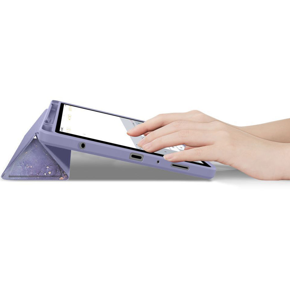 Schutzhülle mit Klappe für Galaxy Tab A11 Plus / A9 Plus, Tech-Protect SC Pen Hybrid, Violett mit Marmormuster