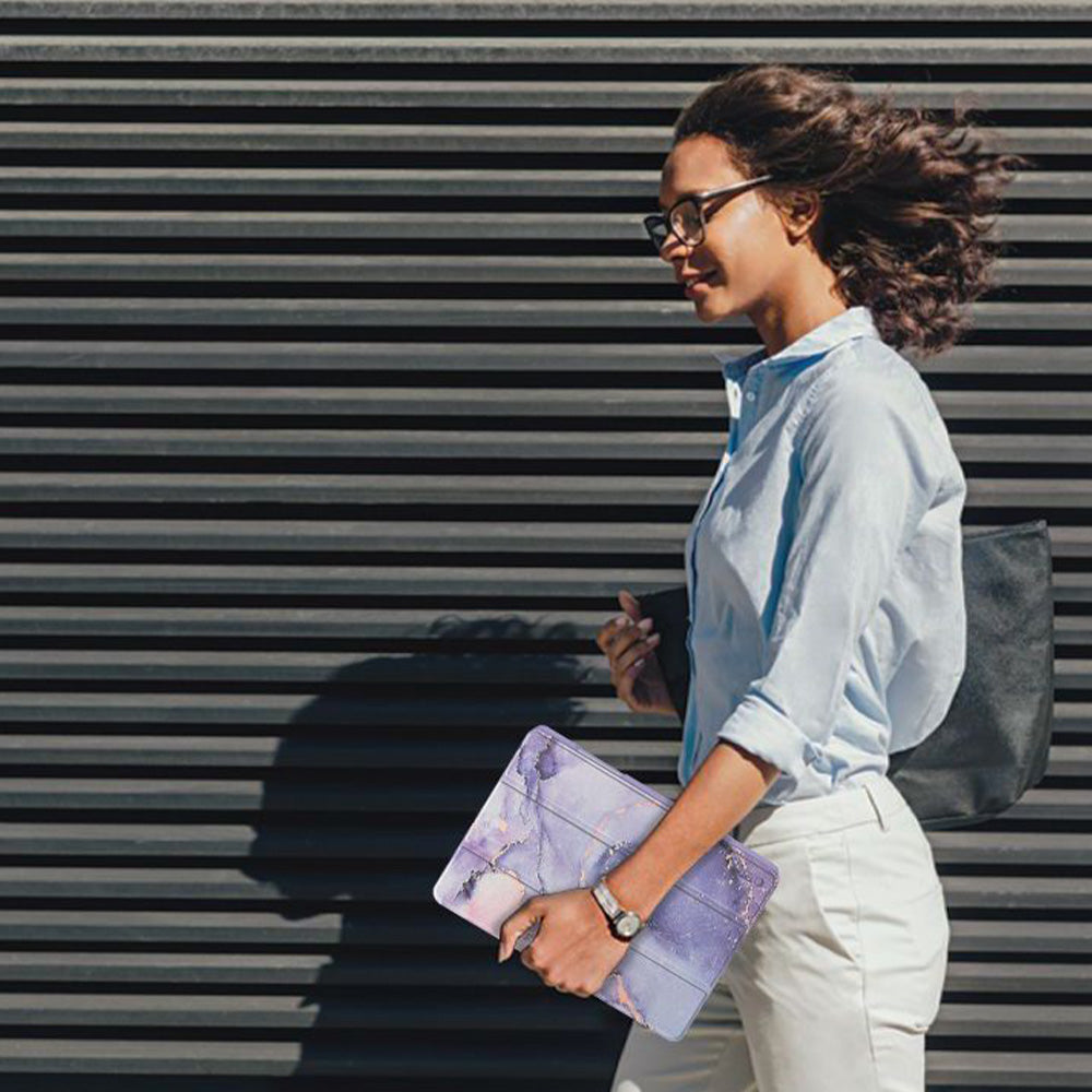 Schutzhülle mit Klappe für Galaxy Tab A11 / Tab A9, Tech-Protect SC Pen Hybrid, Violett mit Marmormuster