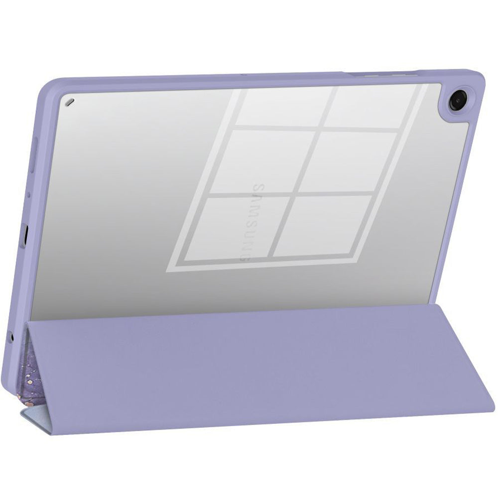 Schutzhülle mit Klappe für Galaxy Tab A11 / Tab A9, Tech-Protect SC Pen Hybrid, Violett mit Marmormuster