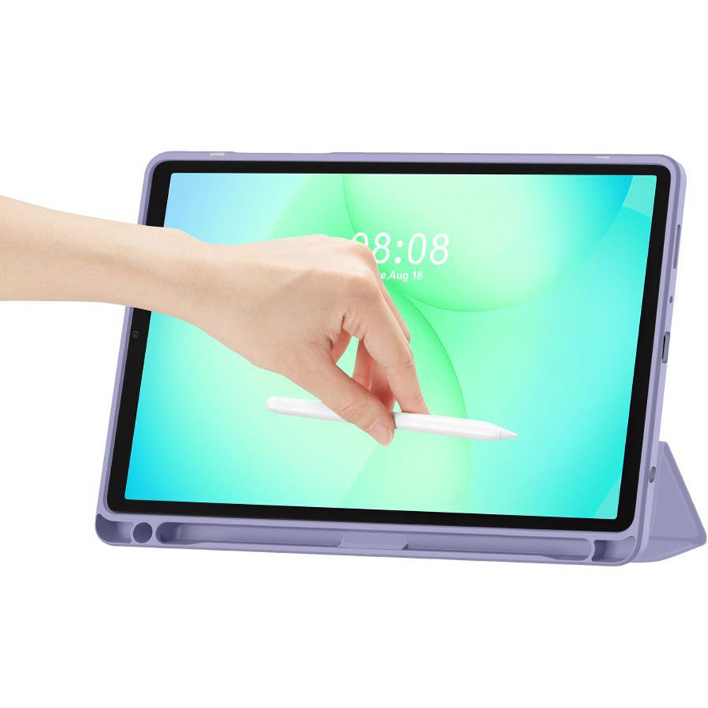 Schutzhülle mit Klappe für Galaxy Tab A11 / Tab A9, Tech-Protect SC Pen Hybrid, Violett mit Marmormuster