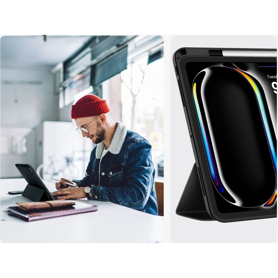 Schutzhülle mit Klappe für Apple iPad Pro 11 2024/2025, Tech-Protect SC Pen, Schwarz