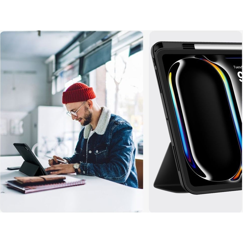 Schutzhülle mit Klappe für Apple iPad Pro 13 2024/2025, Tech-Protect SC Pen, Schwarz