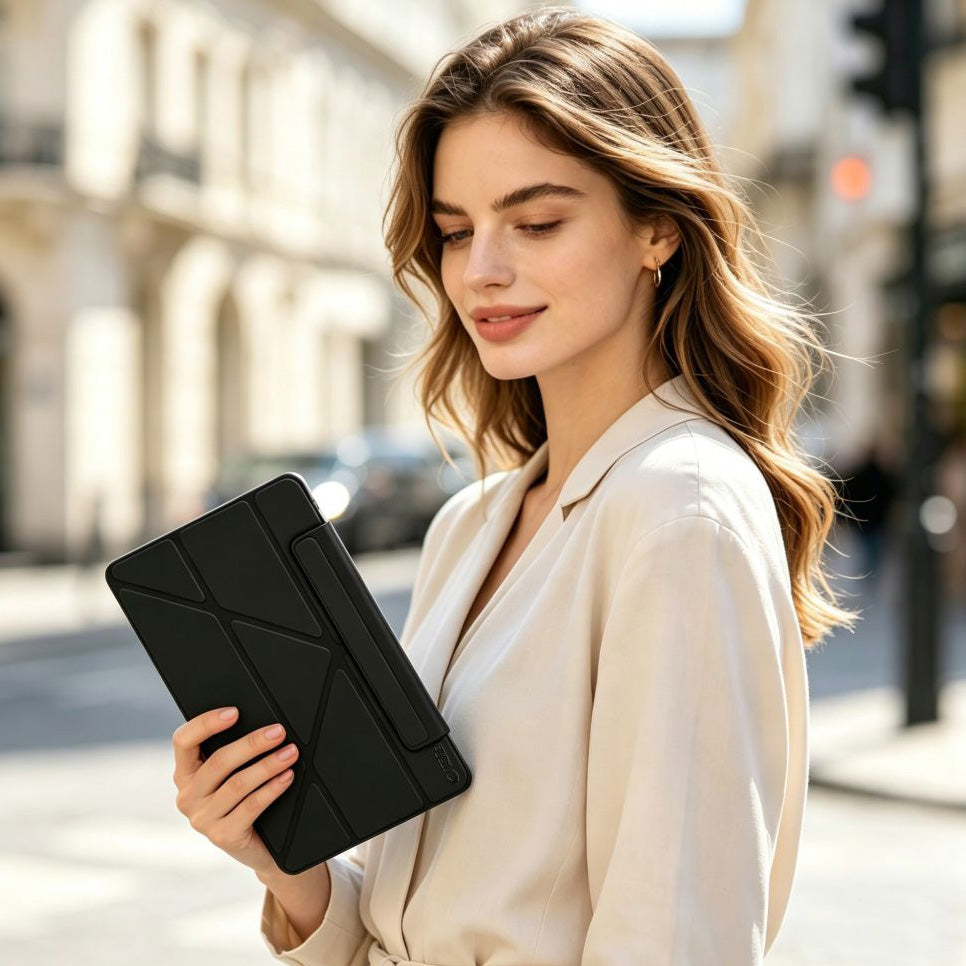 Schutzhülle mit Magnetklappe für iPad 11 / 10 gen. 2025 / 2022, Tech-Protect SC Pen Origami, Schwarz