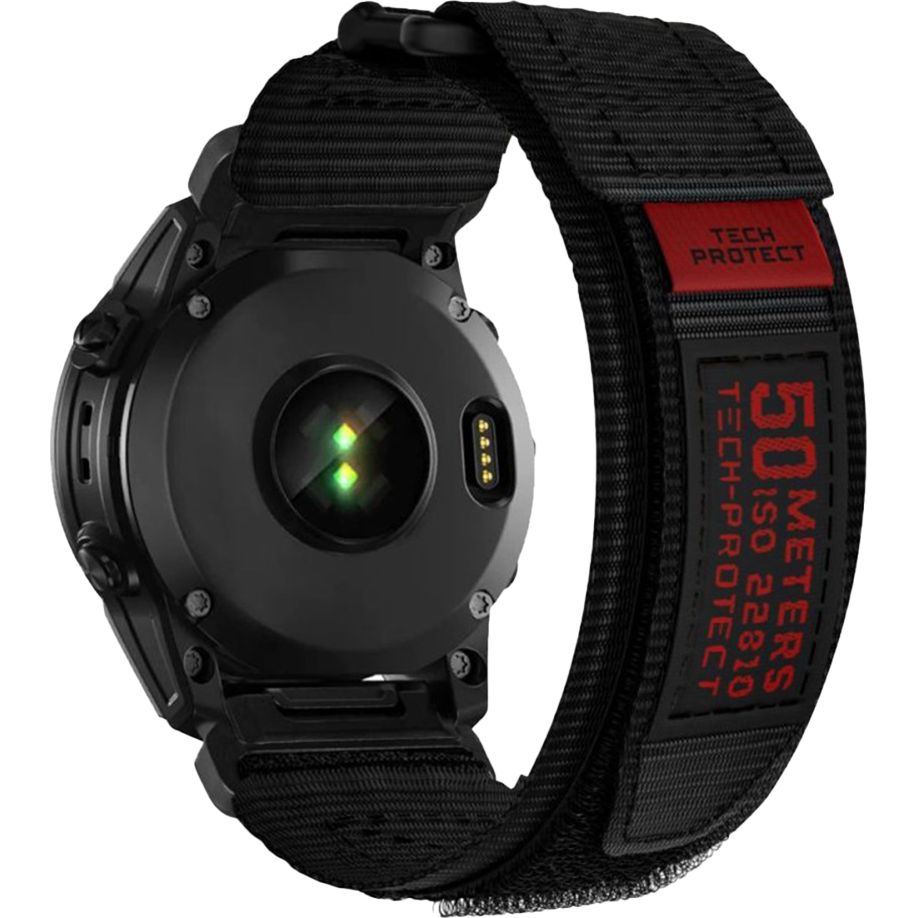 Armband für Garmin Fenix 8 (51 mm) / 7X Pro / 7X / 6X Pro, Tech-Protect Scout Pro, QuickFit 26 mm, Schwarz