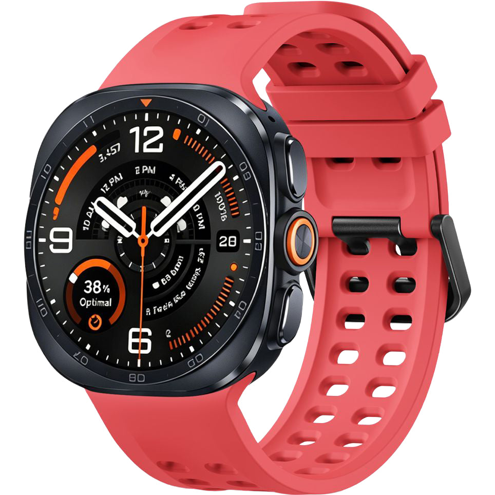 Perforiertes Armband für Galaxy Watch Ultra 2 / Ultra, Tech-Protect Silicone Air, Rot