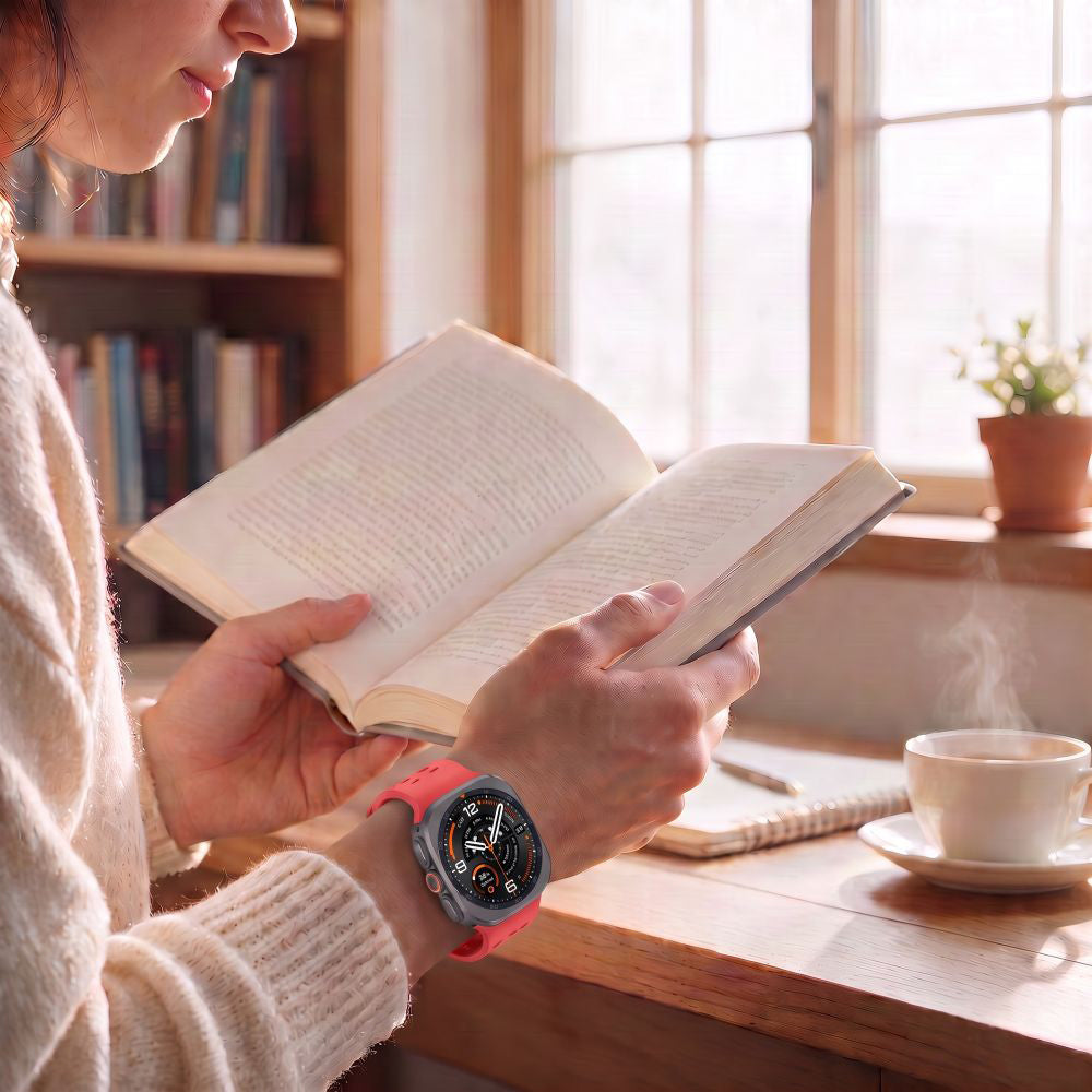 Perforiertes Armband für Galaxy Watch Ultra 2 / Ultra, Tech-Protect Silicone Air, Rot
