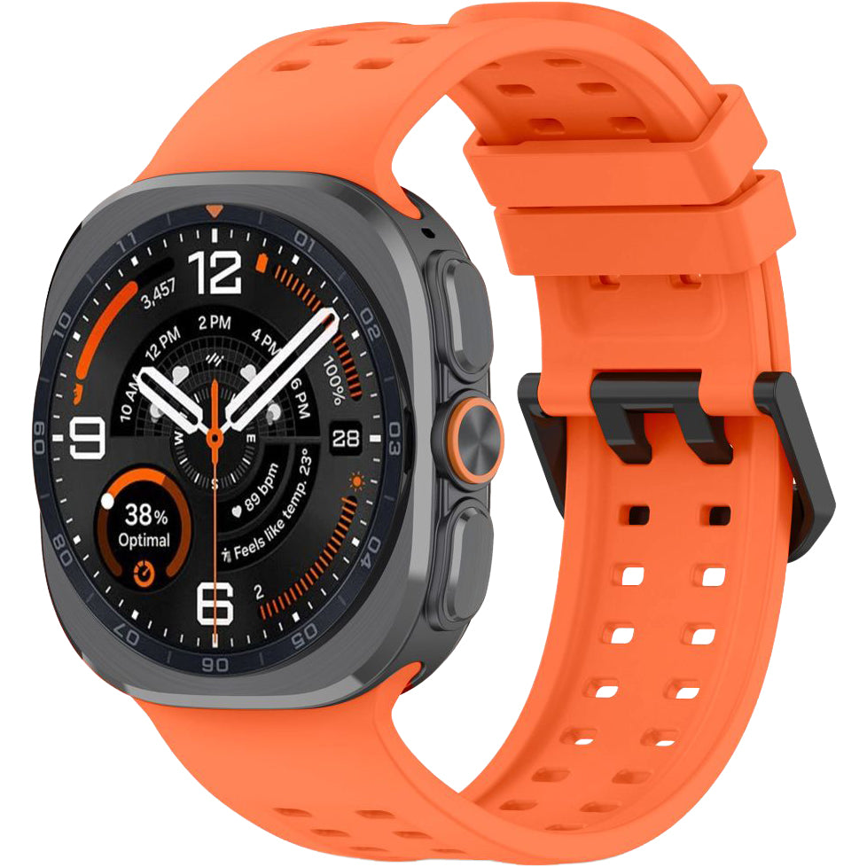 Perforiertes Armband für Galaxy Watch Ultra 2 / Ultra, Tech-Protect Silicone Air, Orange