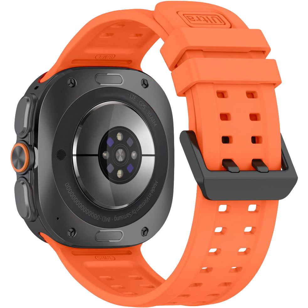 Perforiertes Armband für Galaxy Watch Ultra 2 / Ultra, Tech-Protect Silicone Air, Orange
