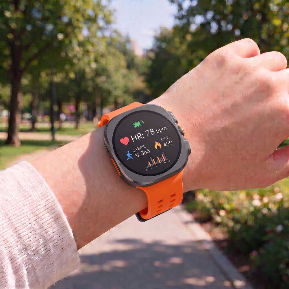 Perforiertes Armband für Galaxy Watch Ultra 2 / Ultra, Tech-Protect Silicone Air, Orange