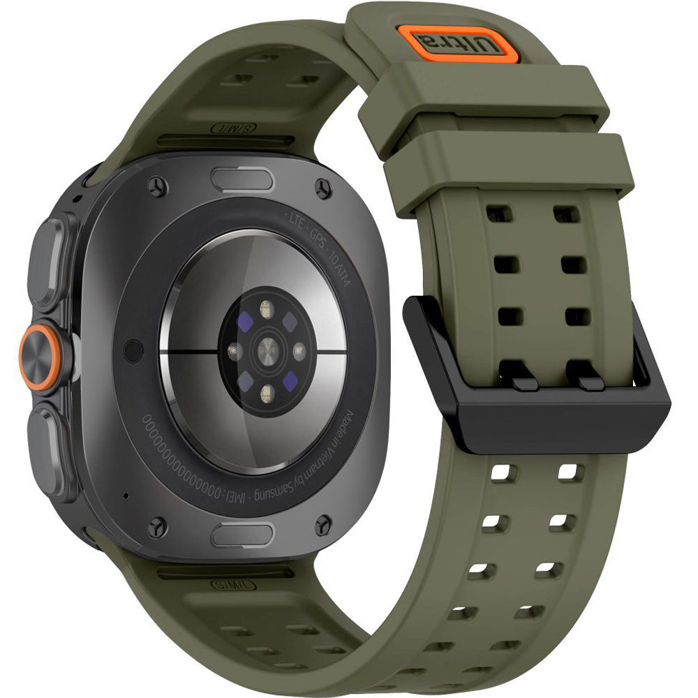 Perforiertes Armband für Galaxy Watch Ultra 2 / Ultra, Tech-Protect Silicone Air, Dunkelgrün