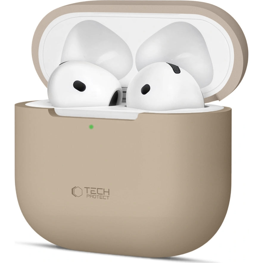 Schutzhülle für Apple AirPods 4, Tech-Protect Silicone, Beige