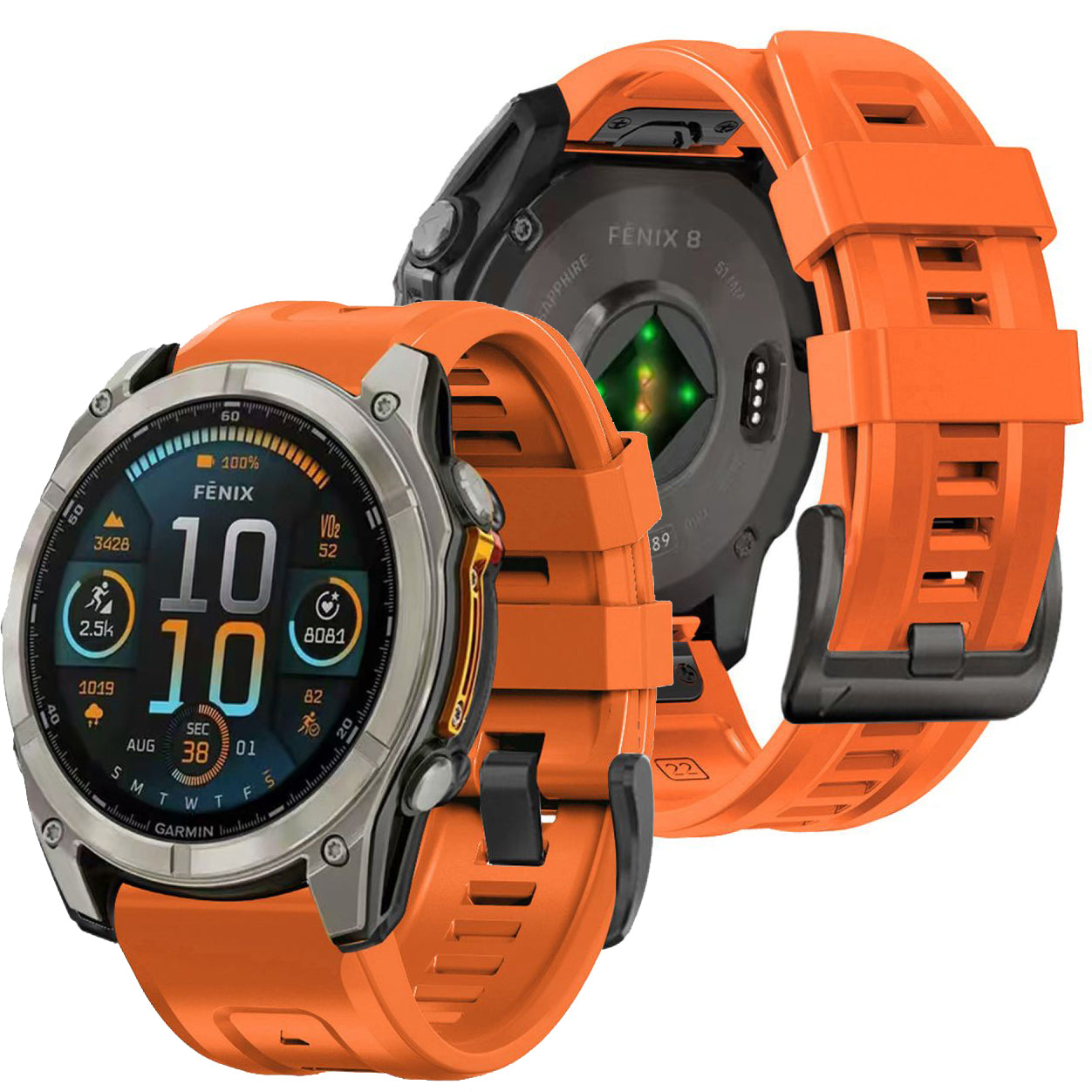 Armband für Garmin Fenix 43mm 8/ 7s/ 6s Pro/ 6s/ 5s Plus/ 5s, Tech-Protect Silicone, Orange