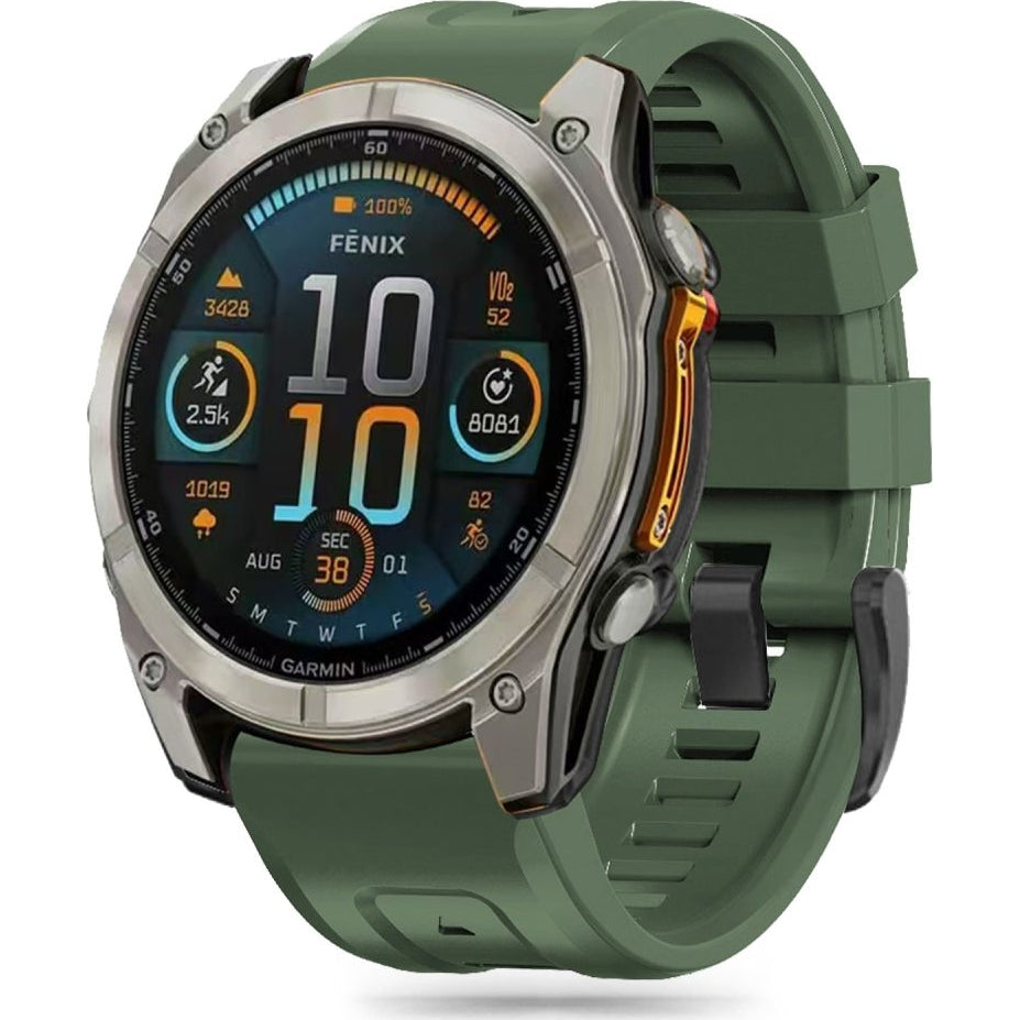 Armband für Garmin Fenix 8 (51 mm) / 7X Pro / 7X / 6X Pro, Tech-Protect Silicone, QuickFit 26 mm, Dunkelgrün