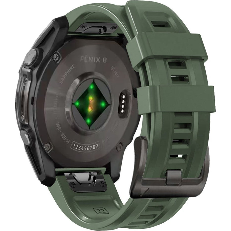 Armband für Garmin Fenix 8 (51 mm) / 7X Pro / 7X / 6X Pro, Tech-Protect Silicone, QuickFit 26 mm, Dunkelgrün