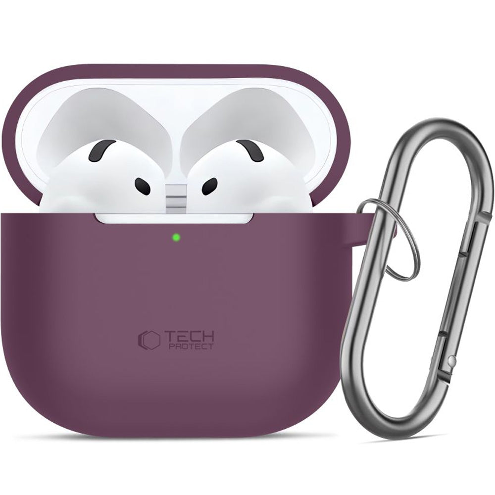 Schutzhülle für Apple AirPods 4, Apple AirPods 5, Tech-Protect Silicone Hook, Burgunderrot (1/7)