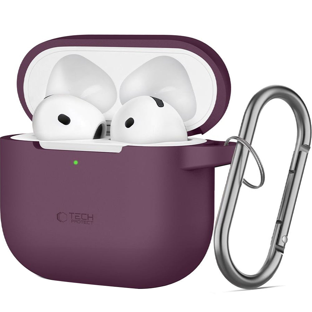 Schutzhülle für Apple AirPods 4, Apple AirPods 5, Tech-Protect Silicone Hook, Burgunderrot (2/7)