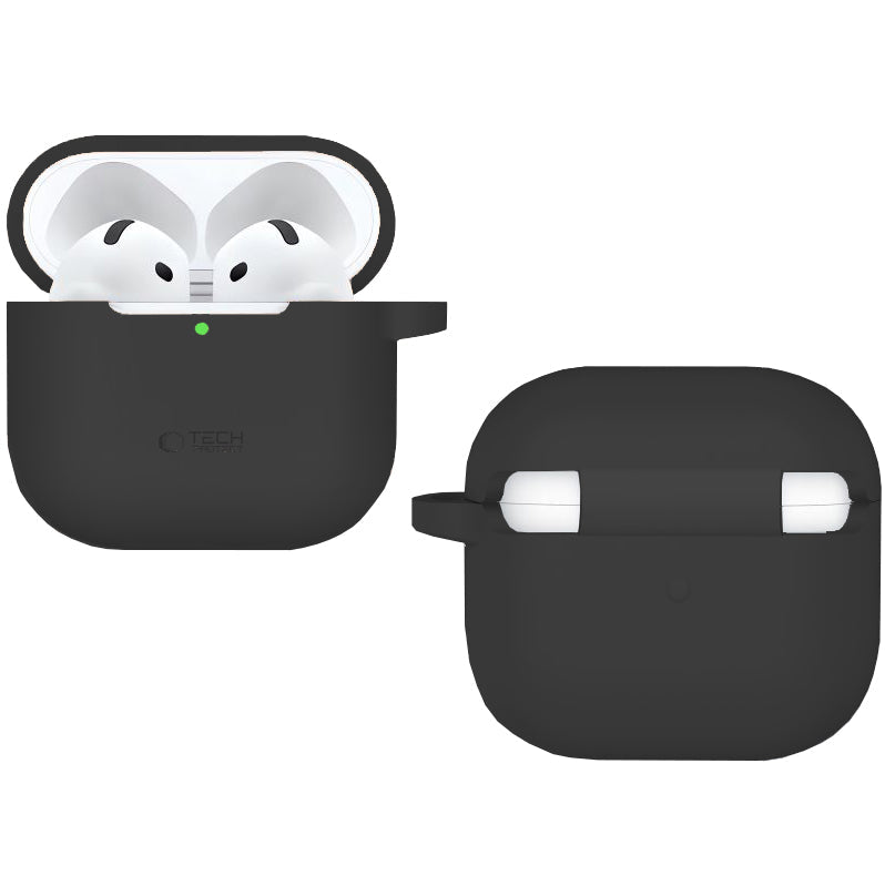 Schutzhülle für Apple AirPods 4, Tech-Protect Silicone Hook, Schwarz