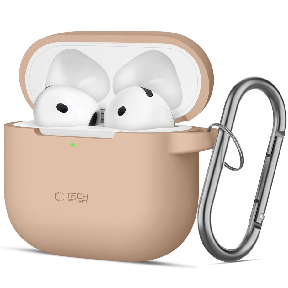 Schutzhülle für Apple AirPods 5 / 4, Tech-Protect Silicone Hook, Sandfarbe