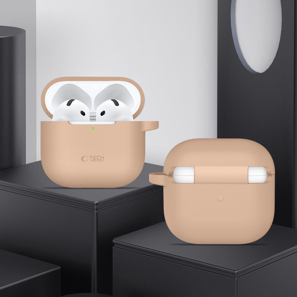 Schutzhülle für Apple AirPods 5 / 4, Tech-Protect Silicone Hook, Sandfarbe