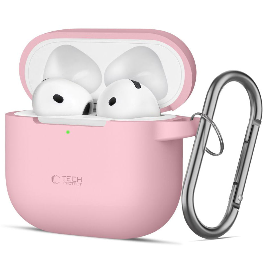 Schutzhülle für Apple AirPods 4, Tech-Protect Silicone Hook, Rosa