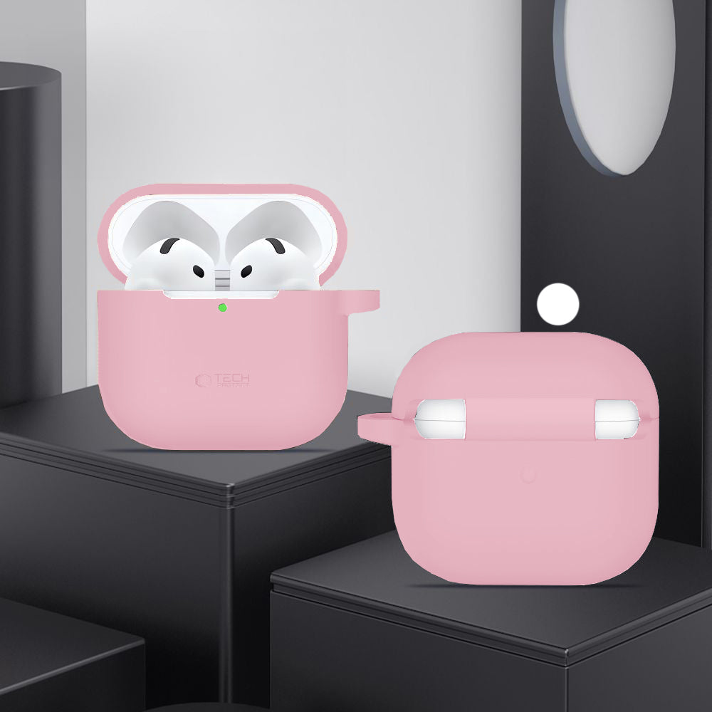 Schutzhülle für Apple AirPods 4, Tech-Protect Silicone Hook, Rosa