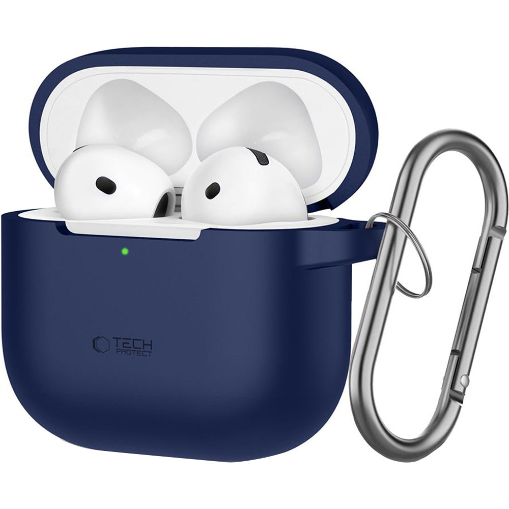 Schutzhülle für Apple AirPods 5 / 4, Tech-Protect Silicone Hook, Dunkelblau