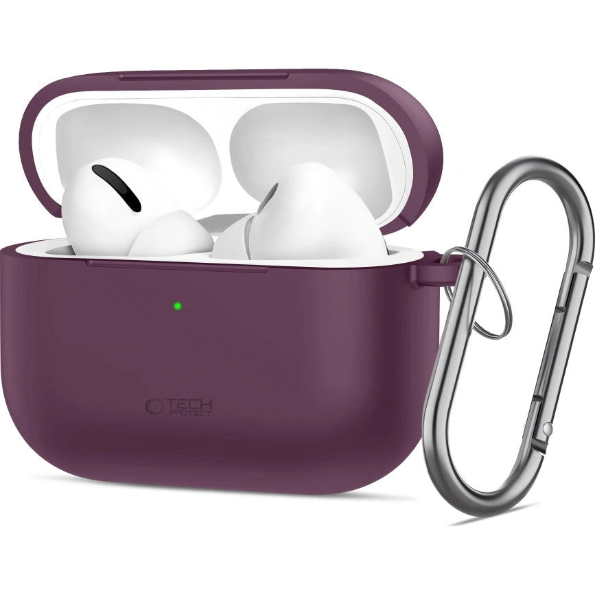 Schutzhülle für Apple AirPods Pro 3, Tech-Protect Silicone Hook, Burgunderrot (1/7)