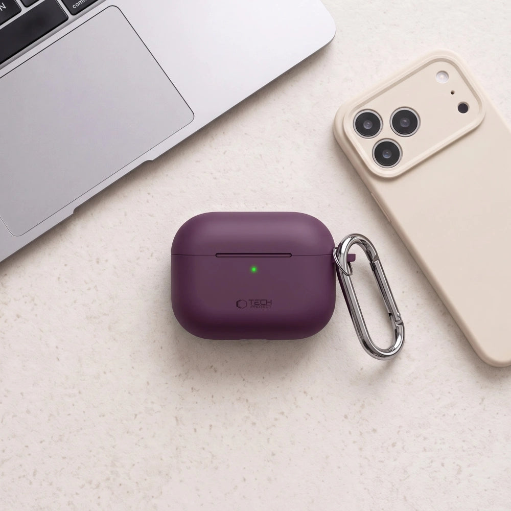 Schutzhülle für Apple AirPods Pro 3, Tech-Protect Silicone Hook, Burgunderrot (4/7)