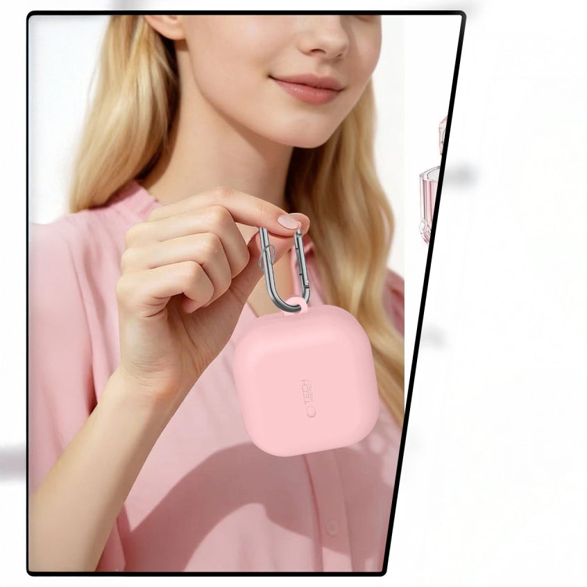 Schutzhülle für Galaxy Buds 4 / 4 Pro, Tech-Protect Silicone Hook, Rosa