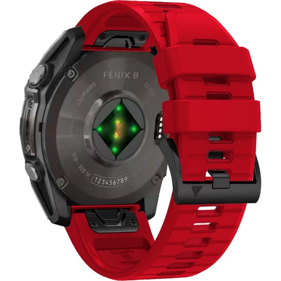 Armband für Garmin Fenix 8 (51 mm) / 7X Pro / 7X / 6X Pro, Tech-Protect Silicone Line, QuickFit 26 mm, Rot