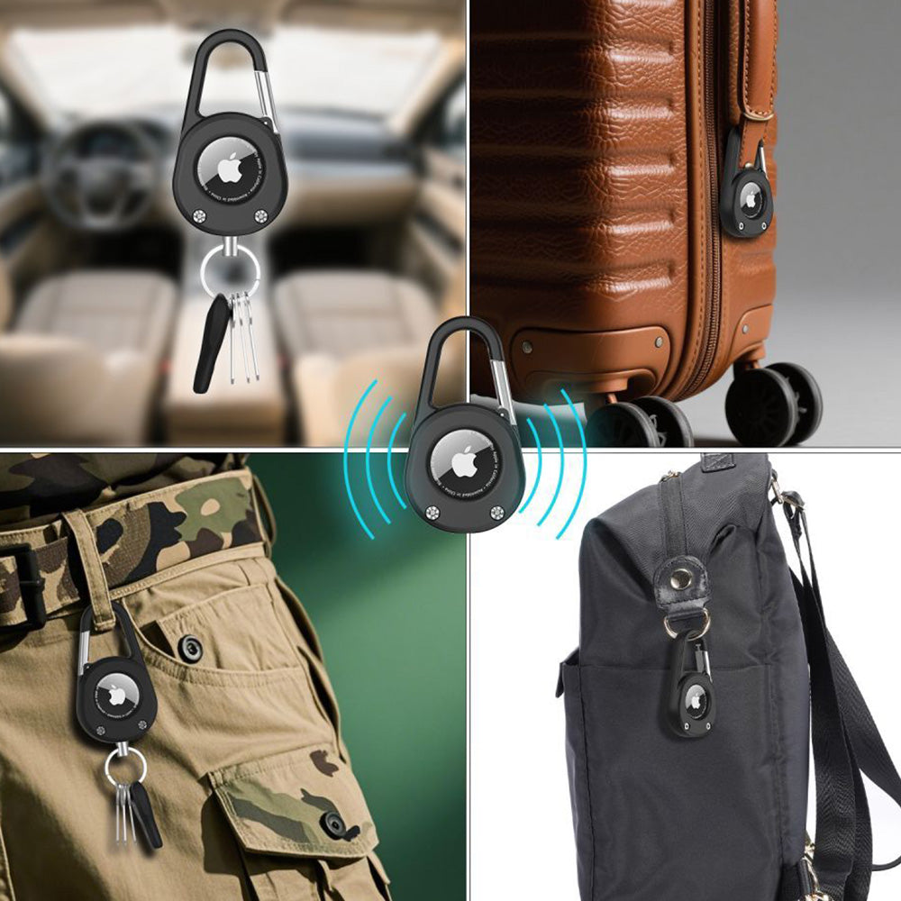 Hülle für Apple AirTag 2 / 1, Tech-Protect Slidelock Carabiner Keychain, Schwarz