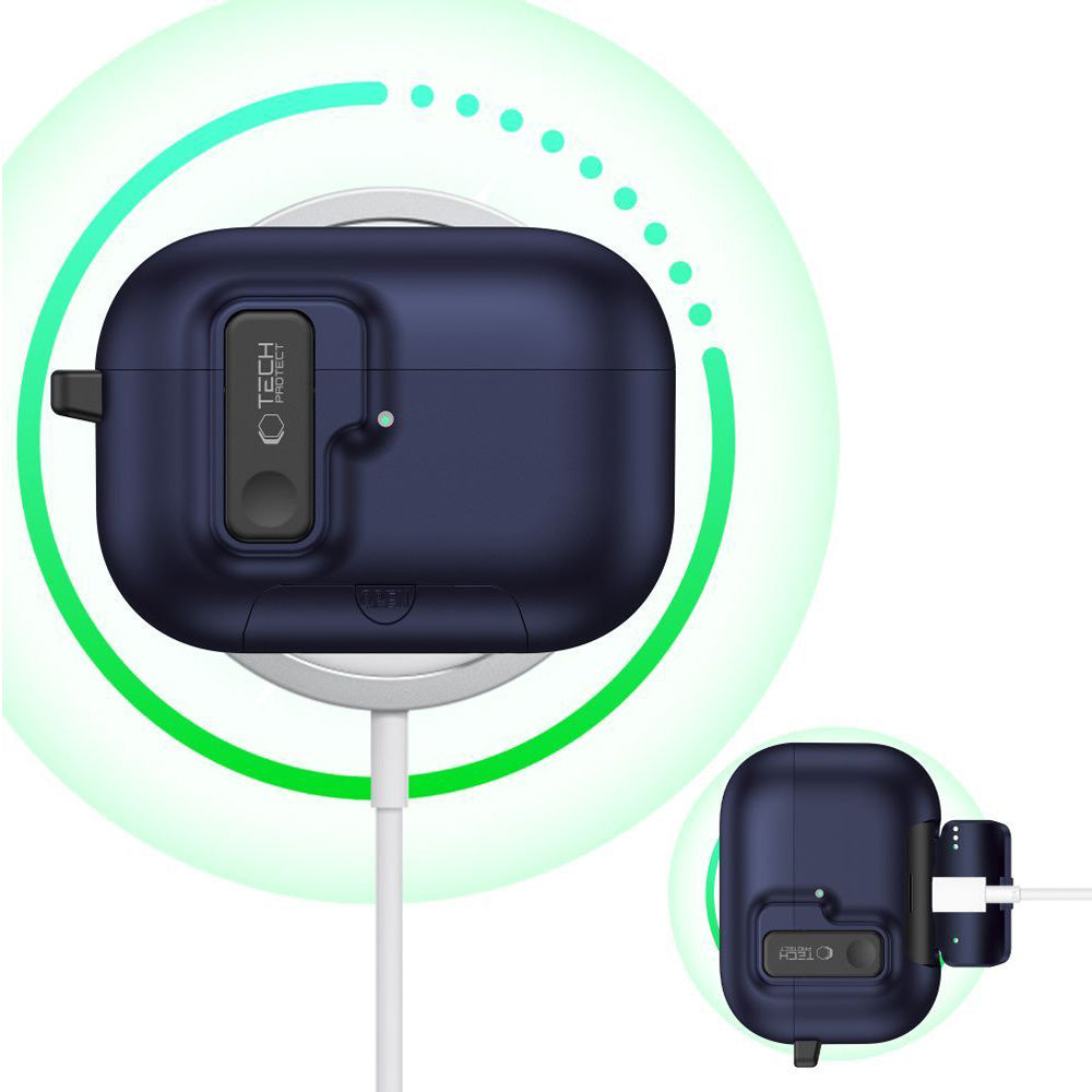 Schutzhülle für Apple AirPods Pro 3, Tech-Protect Slim Hook, Dunkelblau