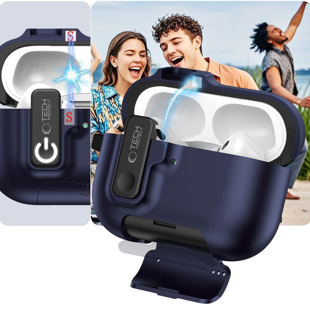 Schutzhülle für Apple AirPods Pro 3, Tech-Protect Slim Hook, Dunkelblau