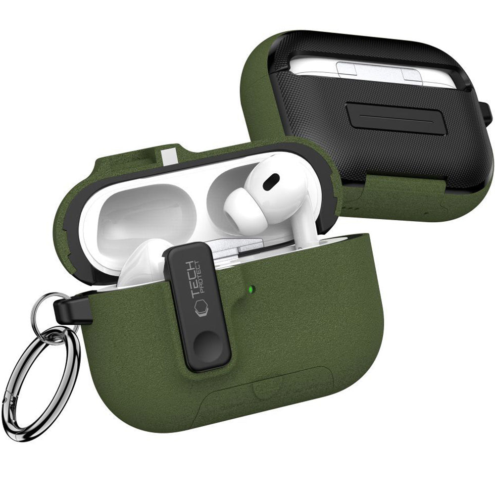 Schutzhülle für Apple AirPods Pro 3, Tech-Protect Slim Hook, Dunkelgrün