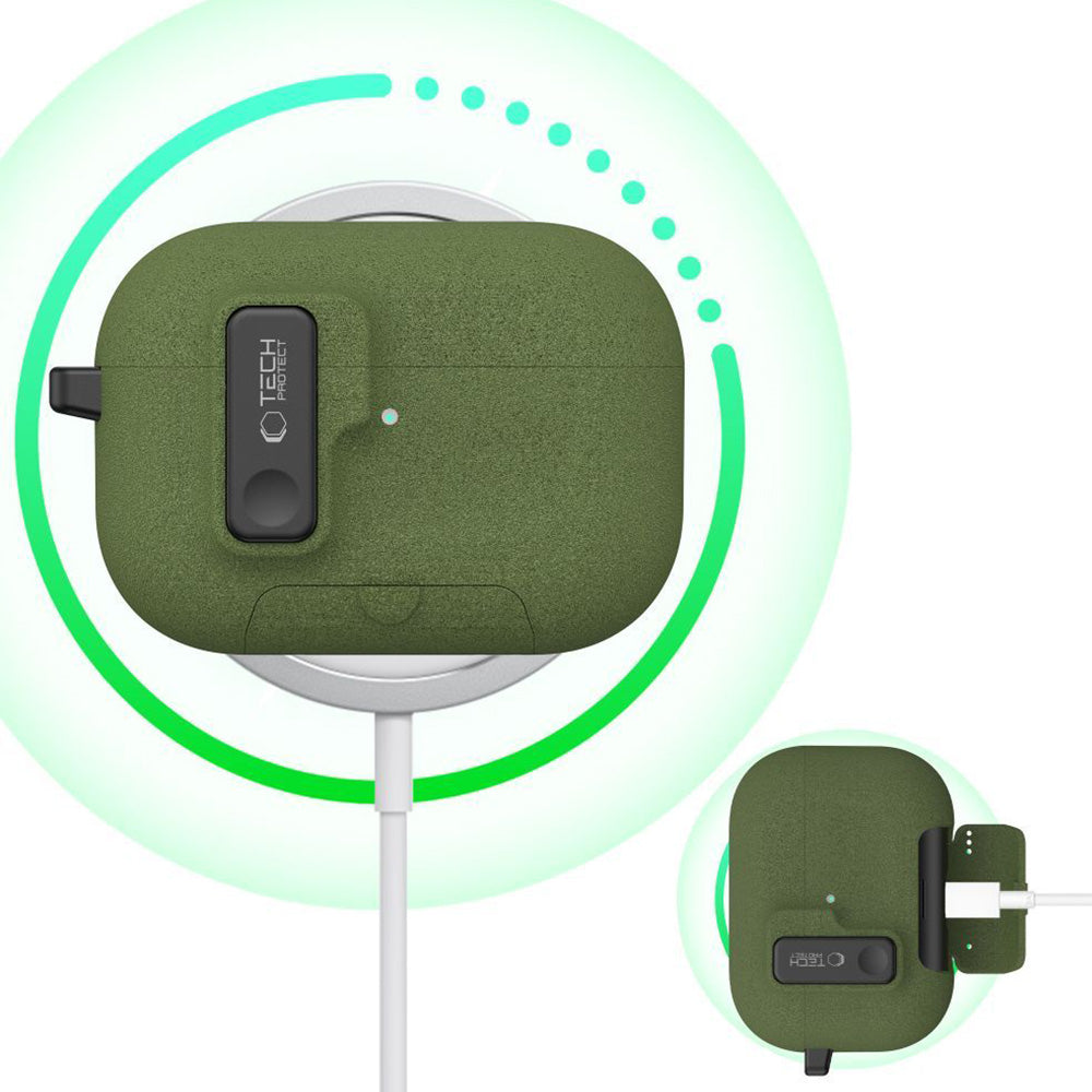 Schutzhülle für Apple AirPods Pro 3, Tech-Protect Slim Hook, Dunkelgrün