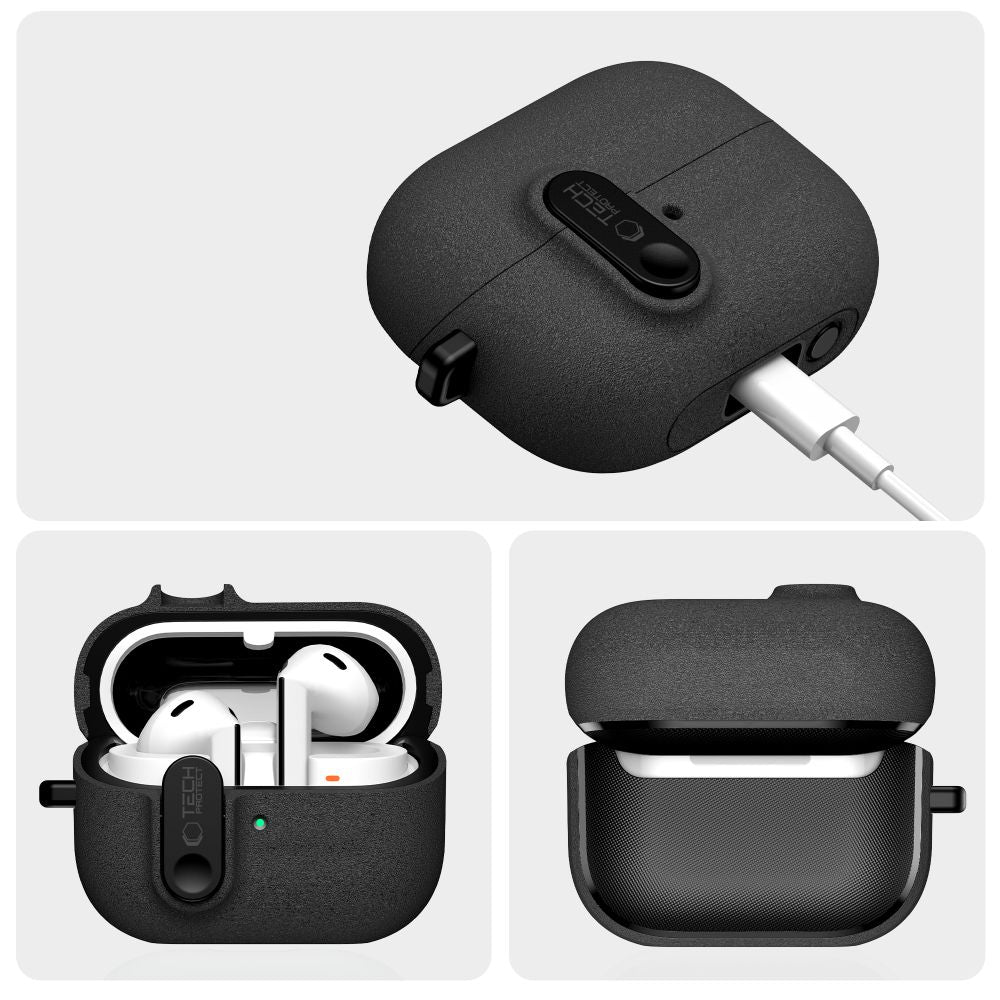 Schutzhülle für Galaxy Buds 3 / 3 FE / 3 Pro, Tech-Protect Slim Hook, Schwarz