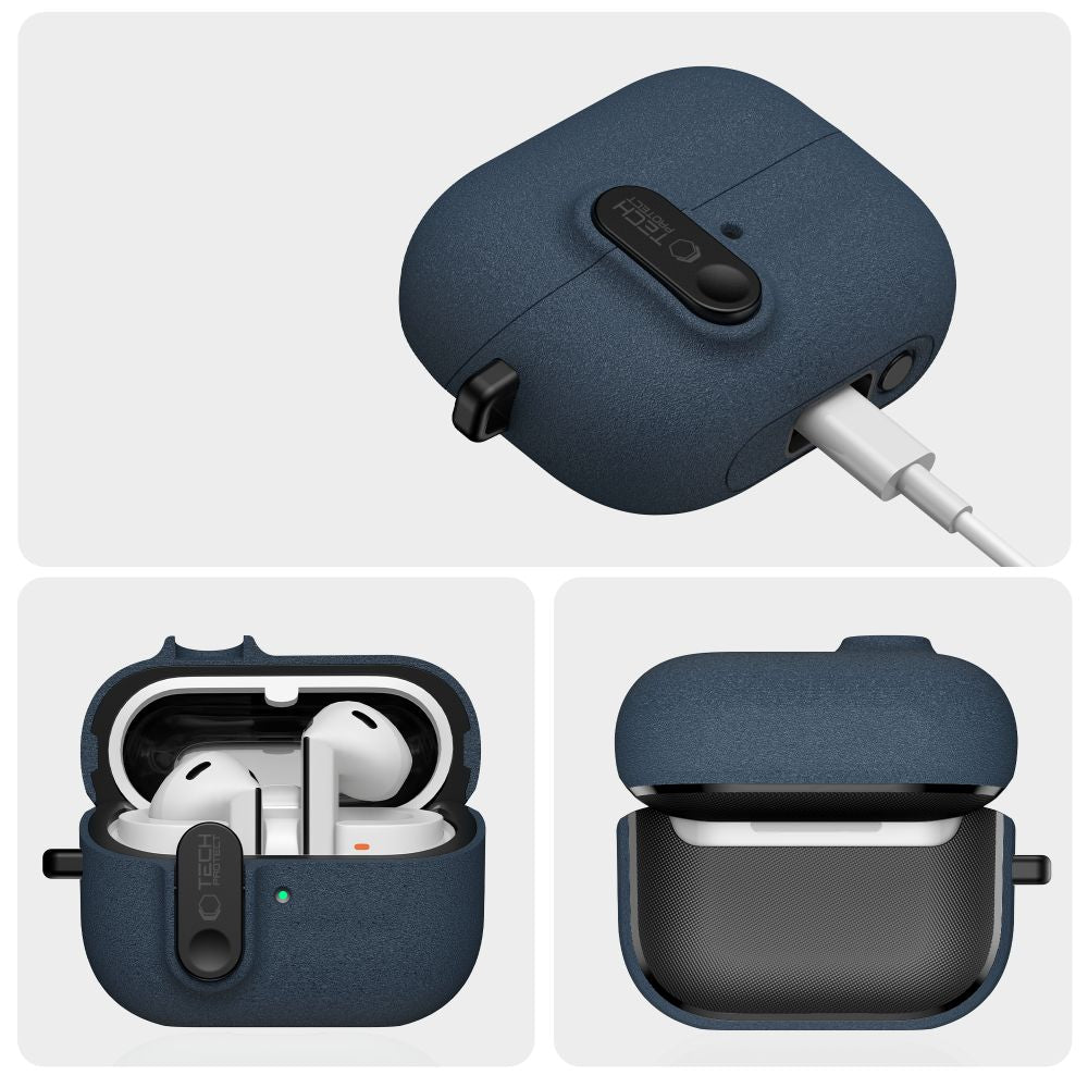 Schutzhülle für Galaxy Buds 3 / 3 FE / 3 Pro, Tech-Protect Slim Hook, Dunkelblau