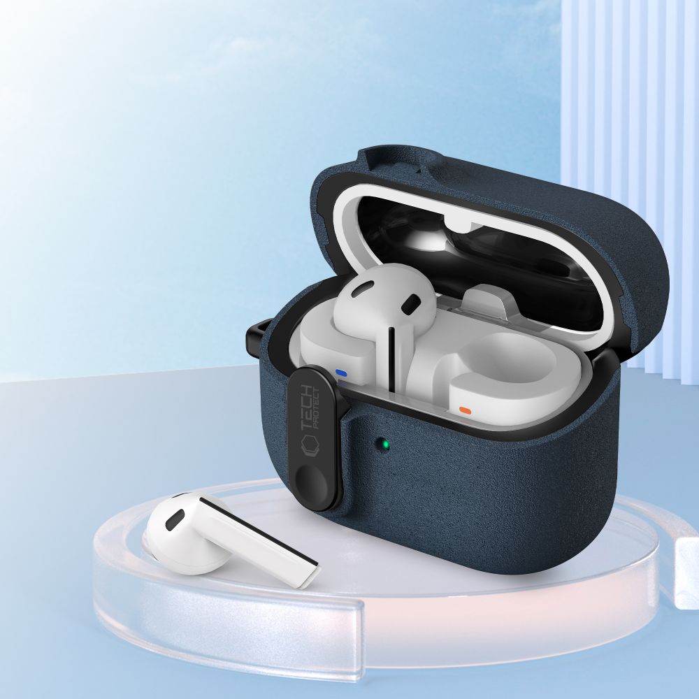 Schutzhülle für Galaxy Buds 3 / 3 FE / 3 Pro, Tech-Protect Slim Hook, Dunkelblau