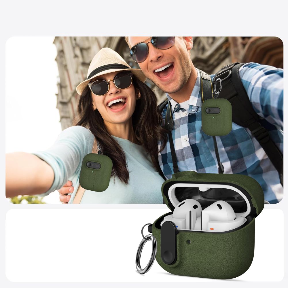 Schutzhülle für Galaxy Buds 3 / 3 FE / 3 Pro, Tech-Protect Slim Hook, Dunkelgrün