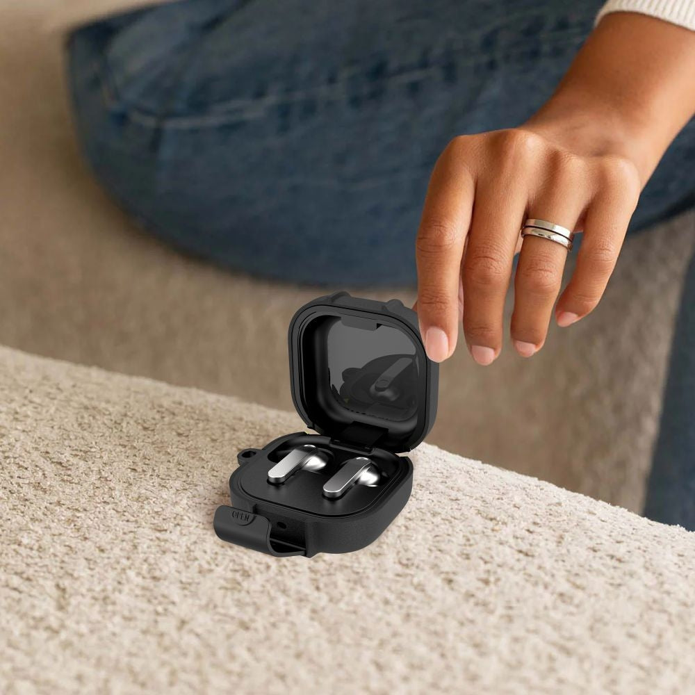 Schutzhülle Tech-Protect Slim Hook für Samsung Galaxy Buds 4 / 4 Pro, Schwarz