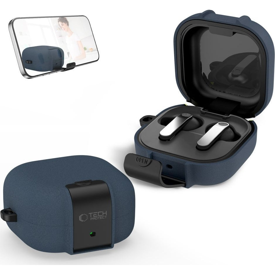 Schutzhülle Tech-Protect Slim Hook für Samsung Galaxy Buds 4 / 4 Pro, Blau