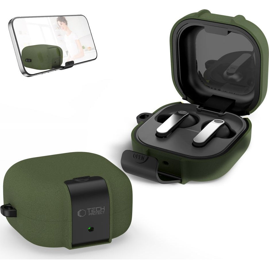 Schutzhülle Tech-Protect Slim Hook für Samsung Galaxy Buds 4 / 4 Pro, Grün