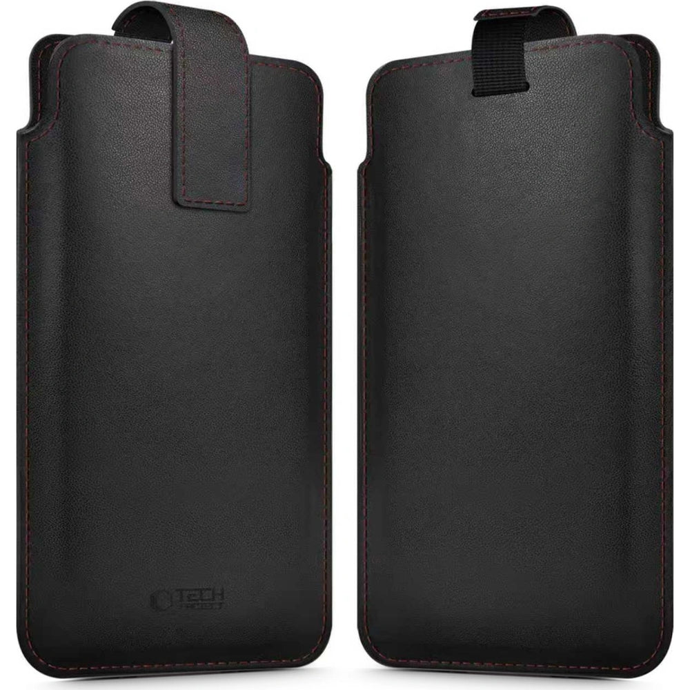 Tech-Protect SM65 Universal-Handytasche 6" - 6,9“, Schwarz mit roten Elementen