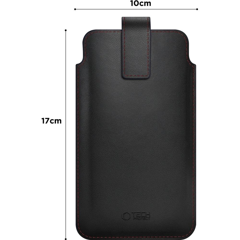 Tech-Protect SM65 Universal-Handytasche 6" - 6,9“, Schwarz mit roten Elementen