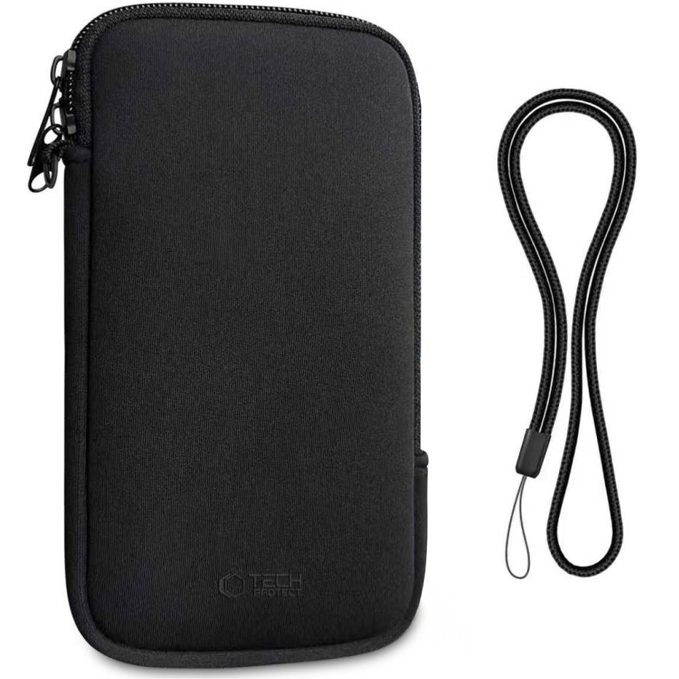 Universelle Tasche mit Trageband Tech-Protect SM70 Universal Phone Pouch 6" - 7,2“, Schwarz