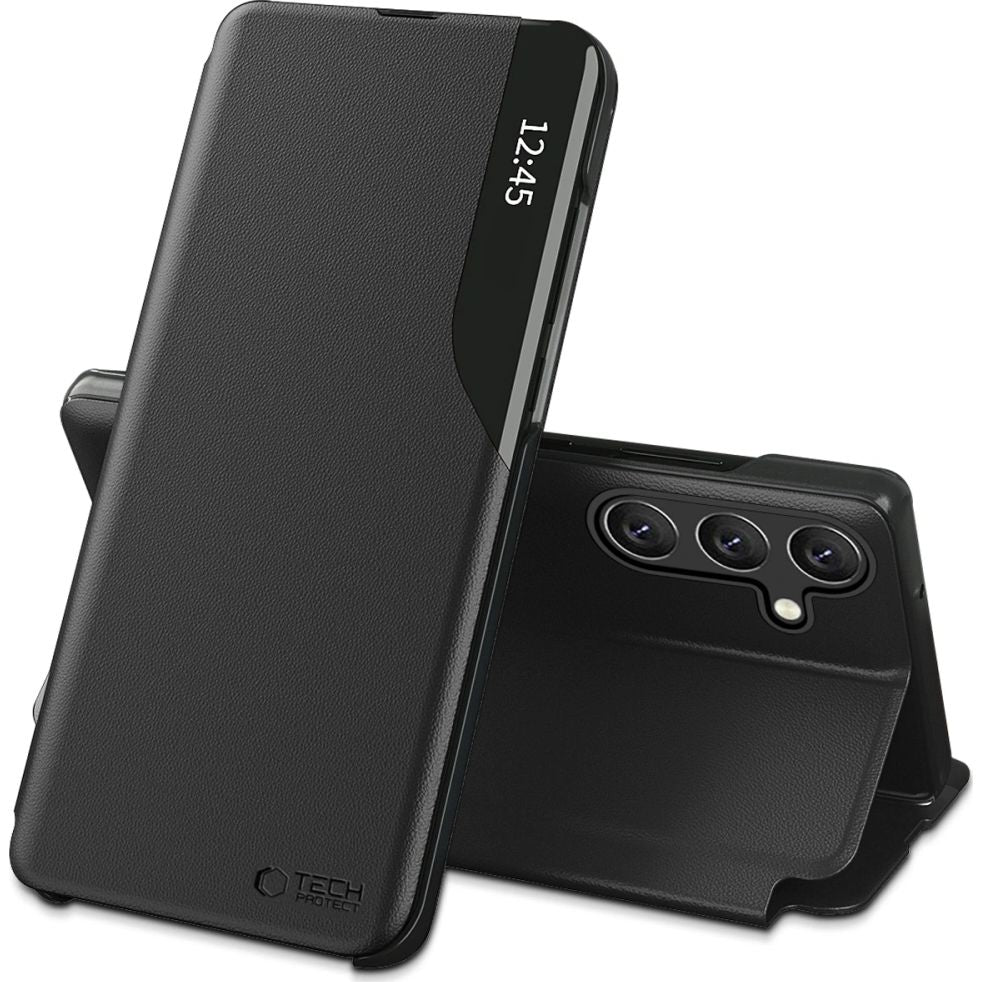 Handyhülle mit Klappe für Galaxy A56 5G, Tech-Protect Smart View, Schwarz