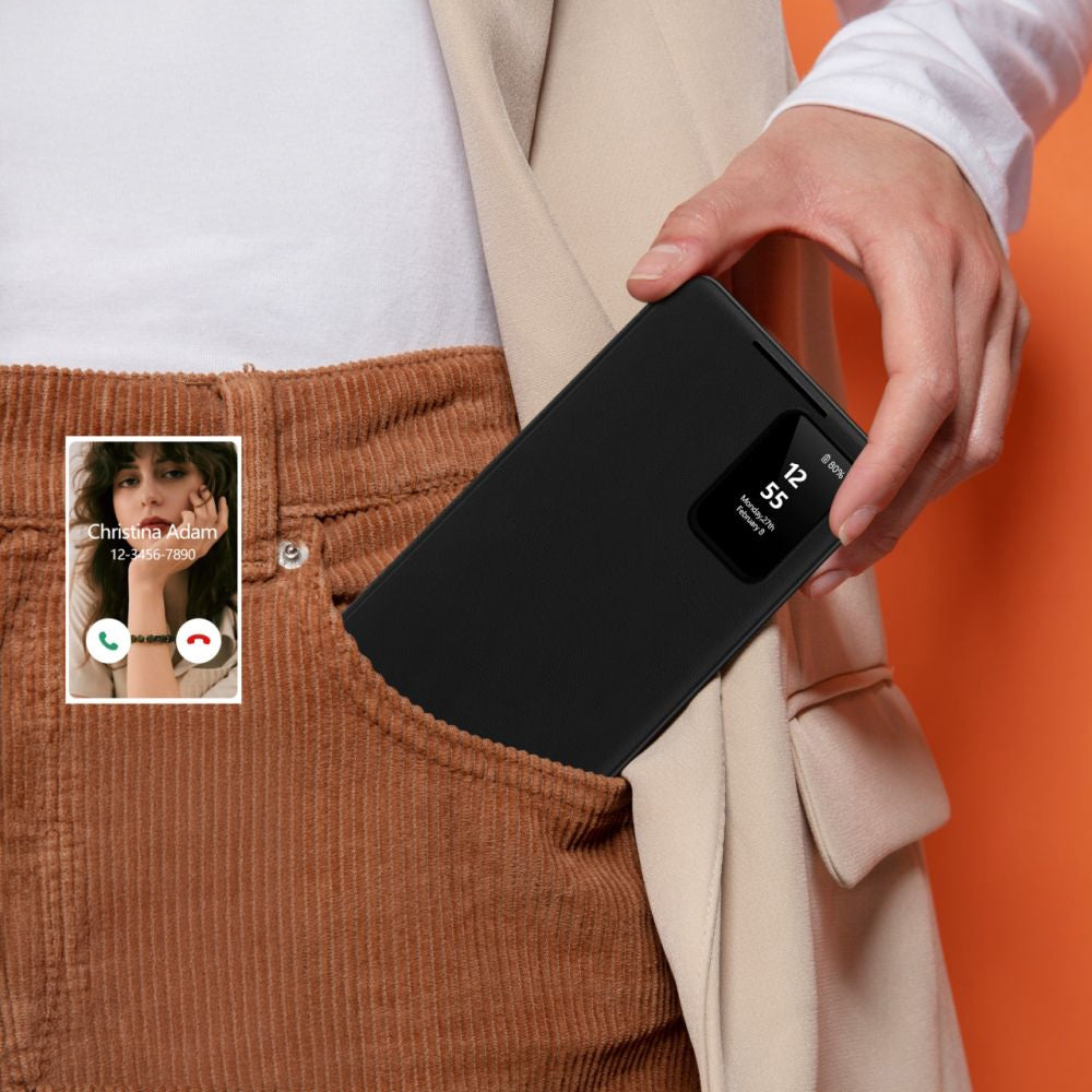 Handyhülle mit Klappe für Galaxy S25, Tech-Protect Smart Wallet, Schwarz